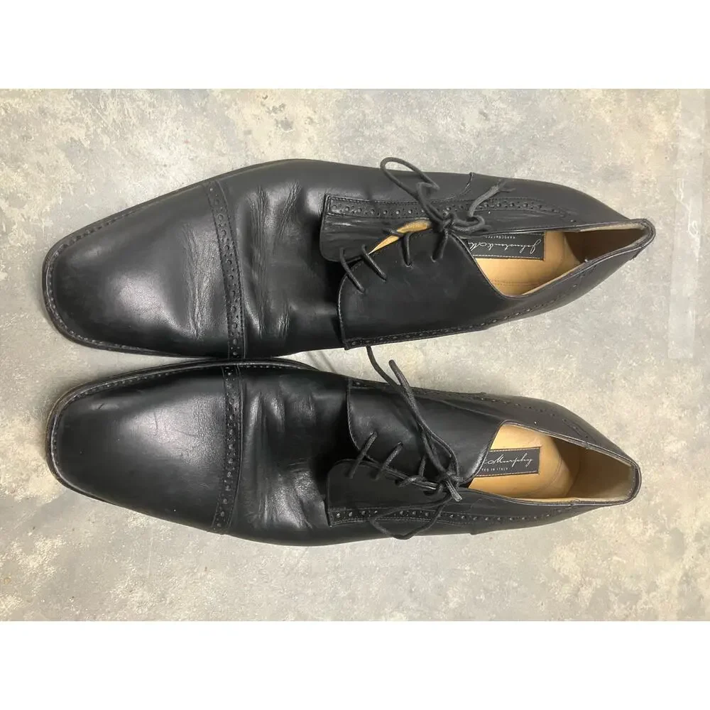 Johnston & Murphy Black 10M, Made in Italy, Oxfords, Dress Shoes,‎ Mens, Cap Toe